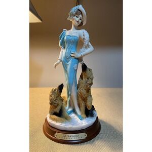 Vintage La Verona Collection 10” Tall Woman with Her Dogs Figurine, Read Details